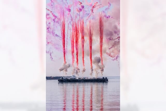 Feuerwerk Alu-Dibond Acryl Bildlizenz Stockfoto Rapallo