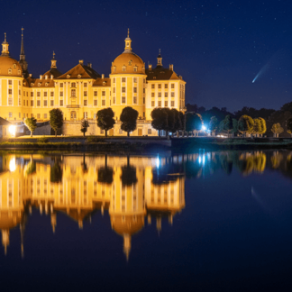 Neowise Komet Schloss Moritzburg Alu-Dibond Acryl Echtfoto