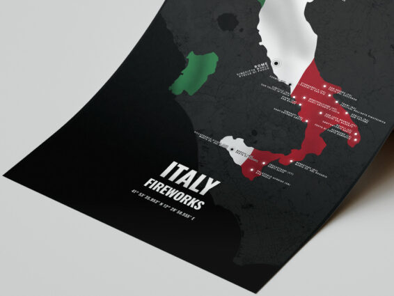 Italy City Street Map Fireworks Festivals Poster