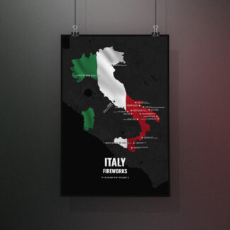 Italy City Street Map Fireworks Festivals Poster q